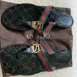 Gucci Web Strap Thong Sandals